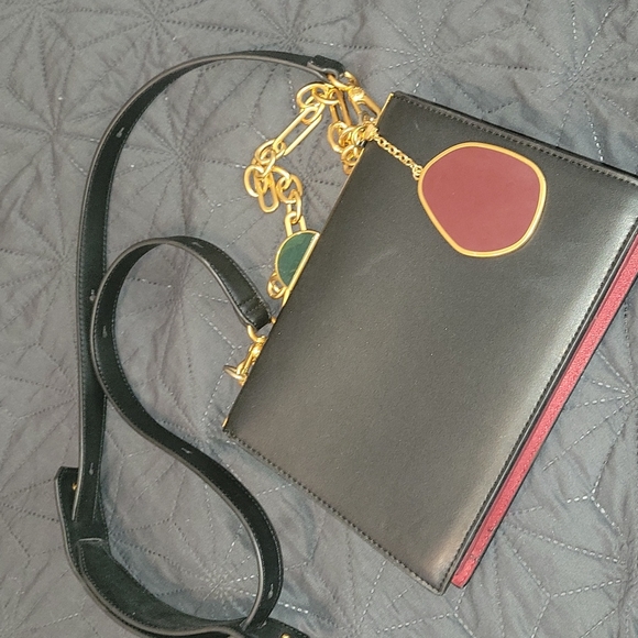 Charles & Keith Black Bag with Gold Chain and Pendant - Picture 3 of 6